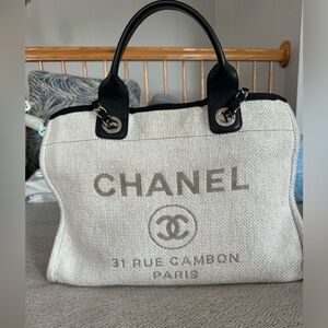 Chanel deauville tote grey and black 2017